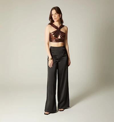 Blouse with Intertwined Front and Tie Strap