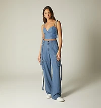 WOMEN'S TASSEL STRAP CROP TOP