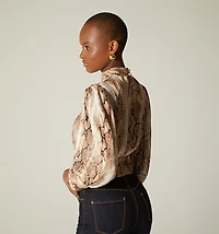 High Neck Blouse with 3/4 Sleeve