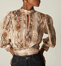 High Neck Blouse with 3/4 Sleeve