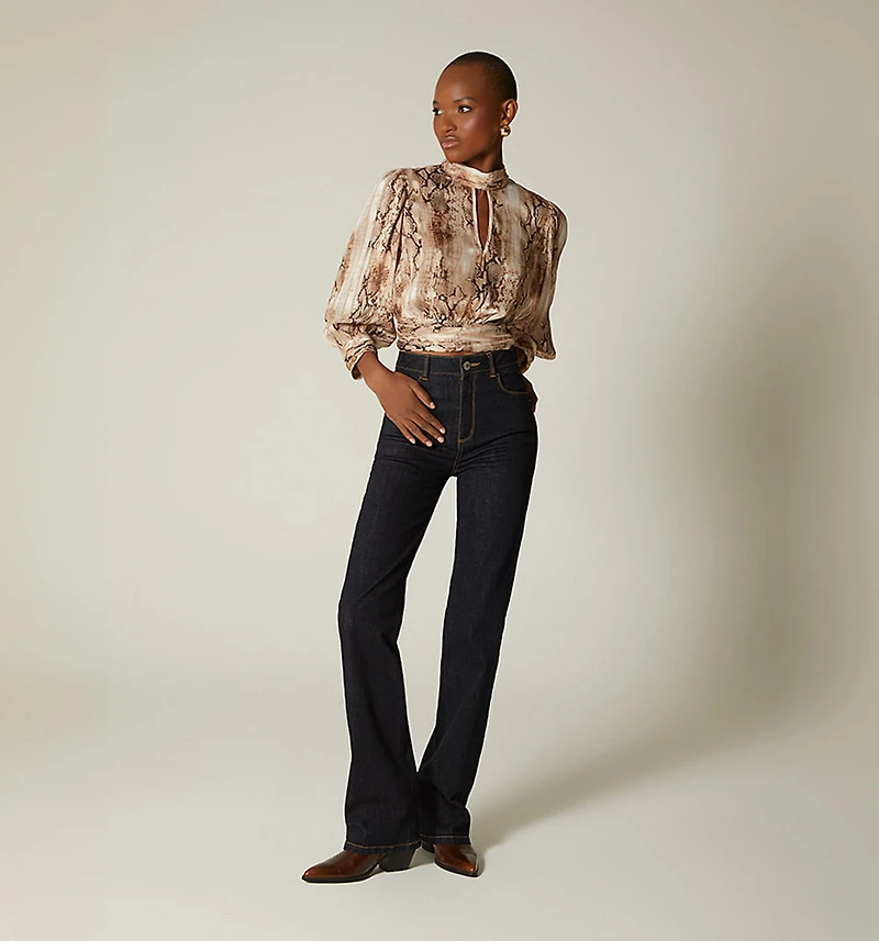 High Neck Blouse with 3/4 Sleeve