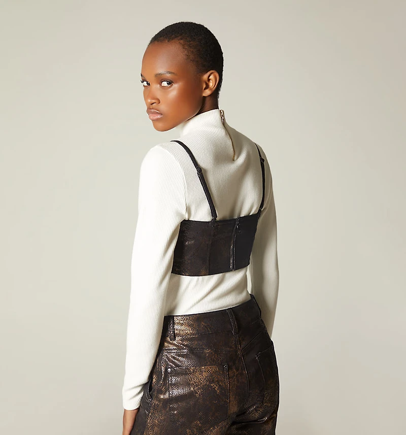 PYTHON STRAP CROP TOP BLOUSE FOR WOMEN