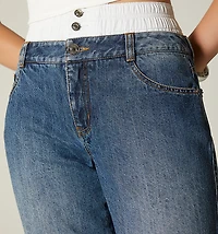 STRAIGHT LEG JEAN, DOUBLE WAISTBAND, WITH BELT