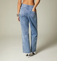 HIGH WAIST STRAIGHT LEG JEAN WITH RAW HEM