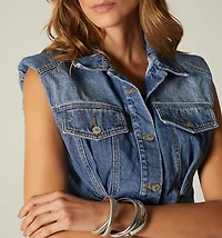 VEST WITH SHOULDER PADS, CUTS, FLAPS AND C