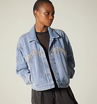 Oversized jacket with crystals for women