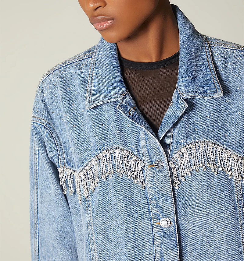 Oversized jacket with crystals for women