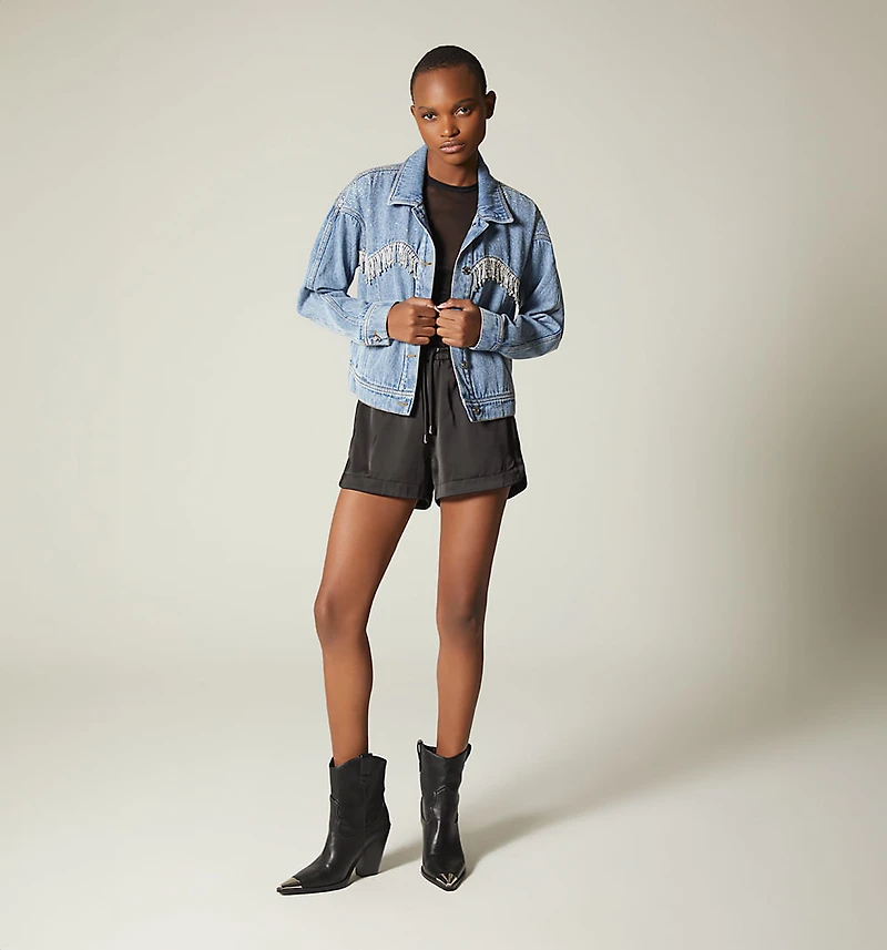 Oversized jacket with crystals for women