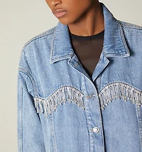 Oversized jacket with crystals for women