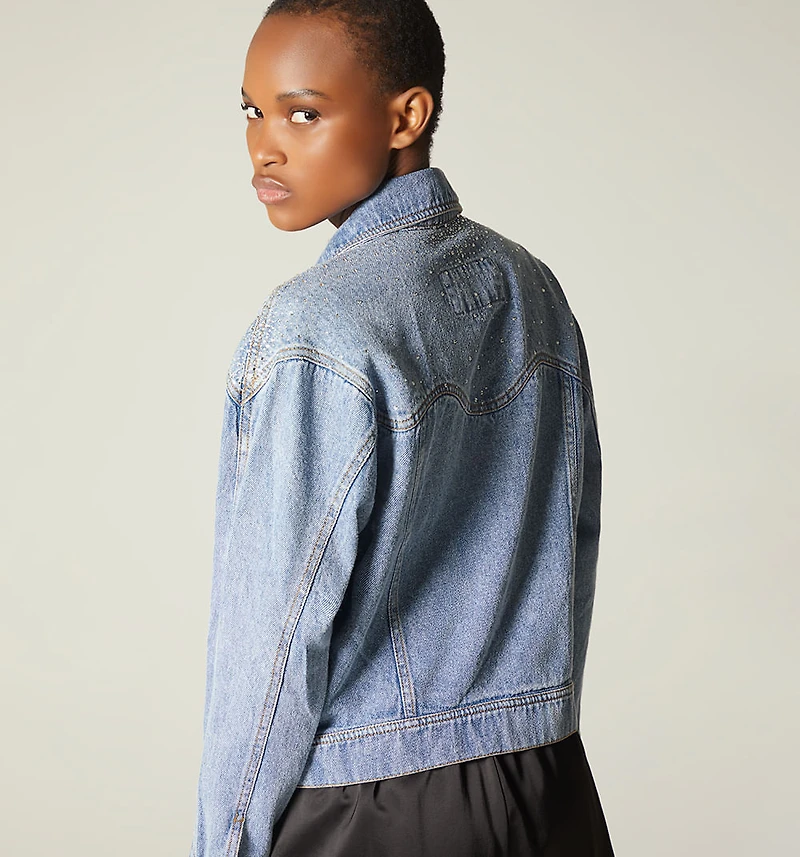 Oversized jacket with crystals for women