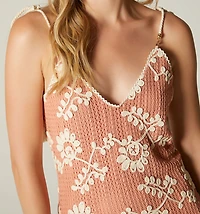 DRESS WITH STRAPS AND TRIM ON HEM