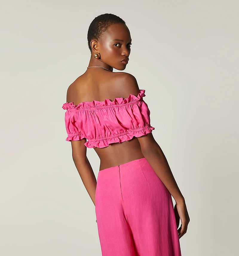 Short Sleeve Crop Top with Lace Front
