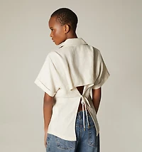 SHORT SLEEVE OPEN BACK BLOUSE