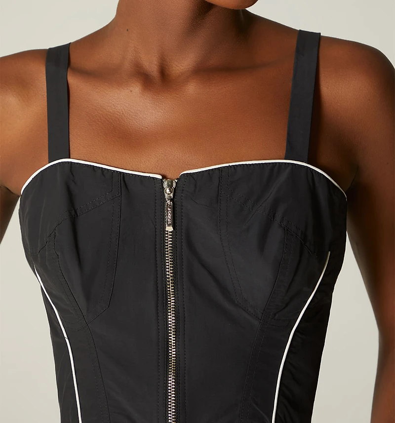BIAS CUT STRAPS BLOUSE WITH PIPING