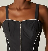 BIAS CUT STRAPS BLOUSE WITH PIPING