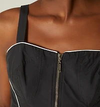BIAS CUT STRAPS BLOUSE WITH PIPING