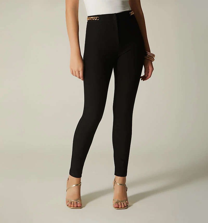 HIGH-WAISTED SKINNY LEG PANTS WITH DETAIL