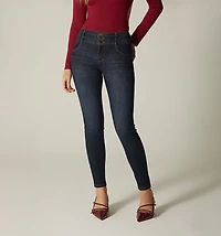 MID-RISE SKINNY JEANS WITH WAISTBAND CUTS