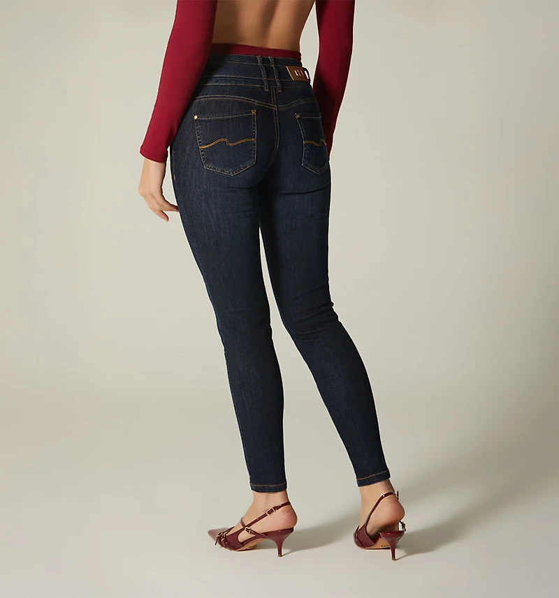 MID-RISE SKINNY JEANS WITH WAISTBAND CUTS