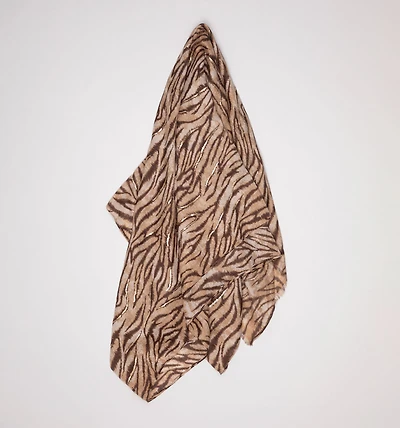 TIGER PRINT SCARF WITH LUREX