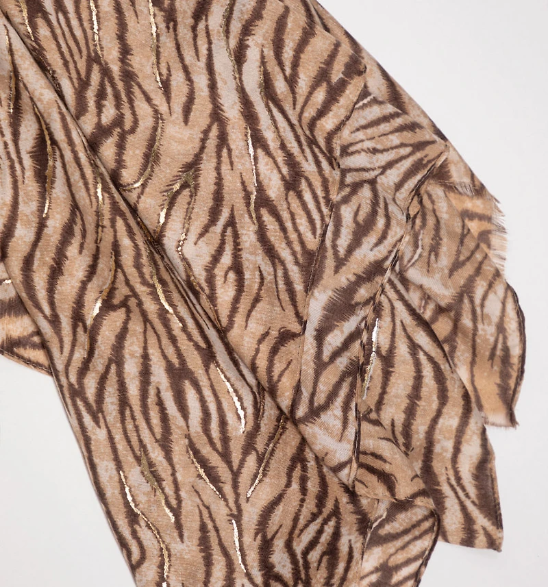 TIGER PRINT SCARF WITH LUREX