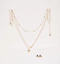 HEART NECKLACE AND EARRINGS GOLD PLATED SET