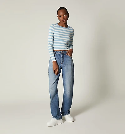 LONG SLEEVE KNITTED STRIPED BLOUSE