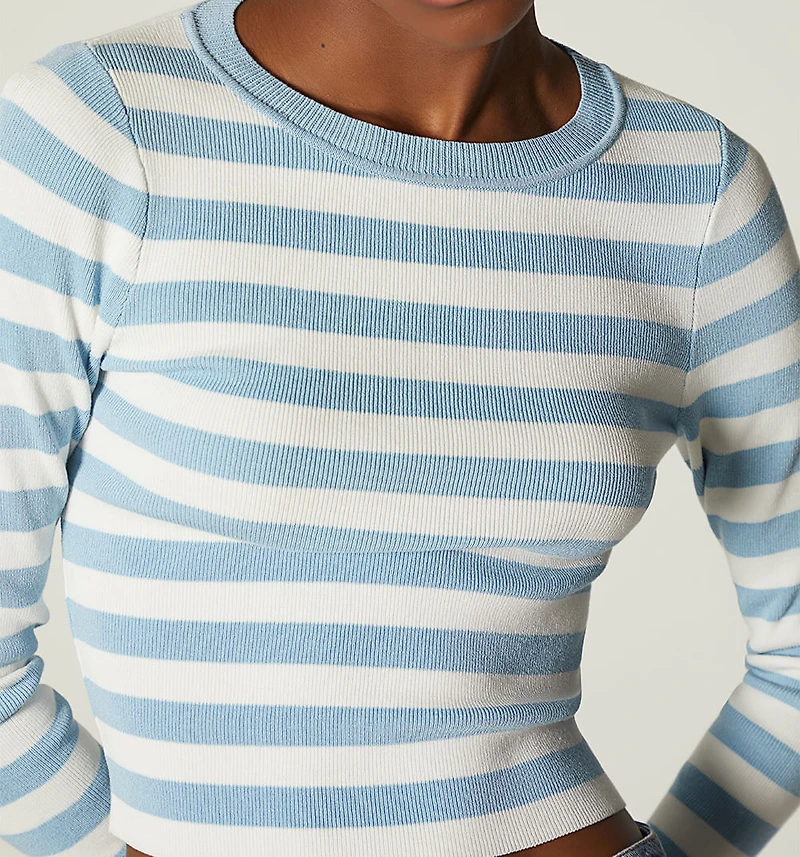LONG SLEEVE KNITTED STRIPED BLOUSE