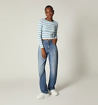 LONG SLEEVE KNITTED STRIPED BLOUSE