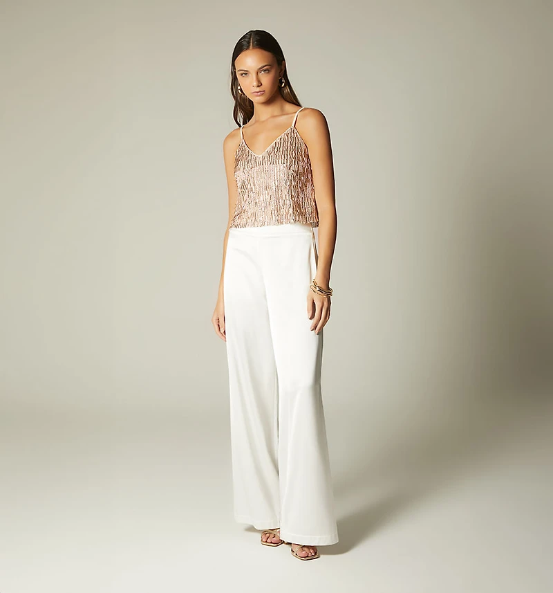 STRAPPY BLOUSE WITH SEQUINS AND BEADS