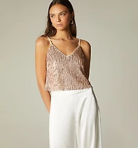 STRAPPY BLOUSE WITH SEQUINS AND BEADS