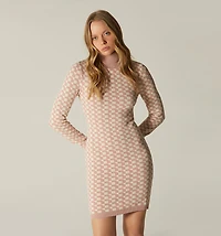 LONG SLEEVE HIGH NECK DRESS WITH ZIP