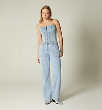STRAPLESS BLOUSE WITH CUTS AND ZIPPER FOR WOMEN