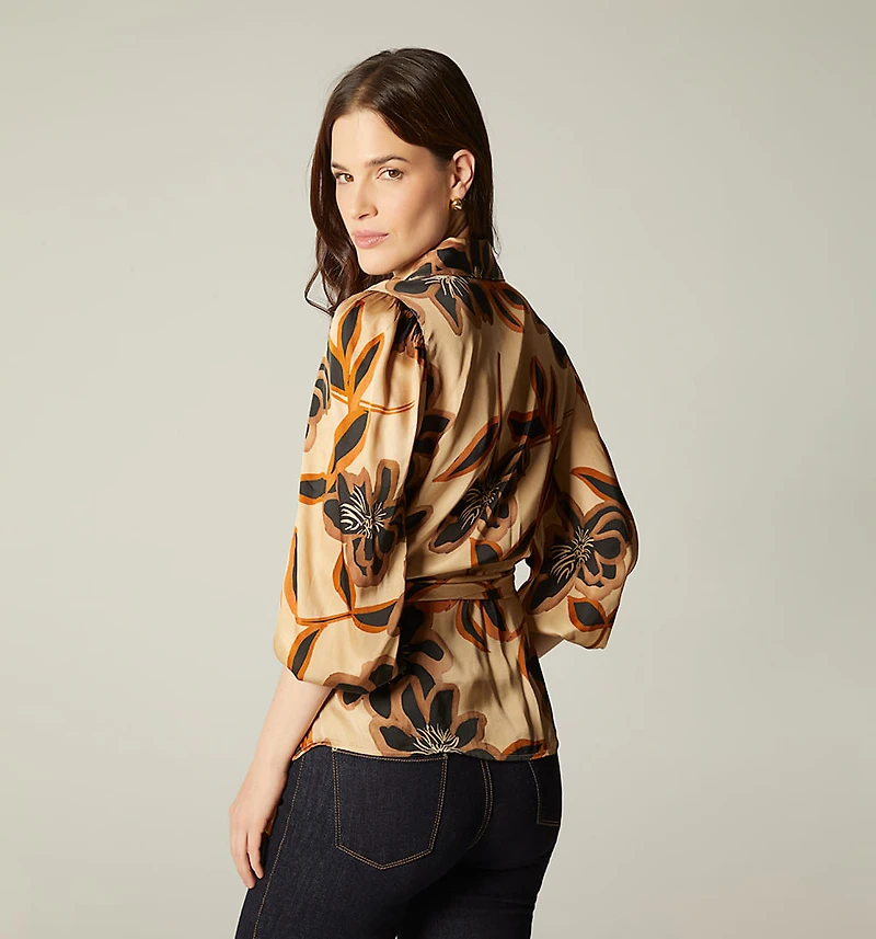 LONG SLEEVE WRAP BLOUSE