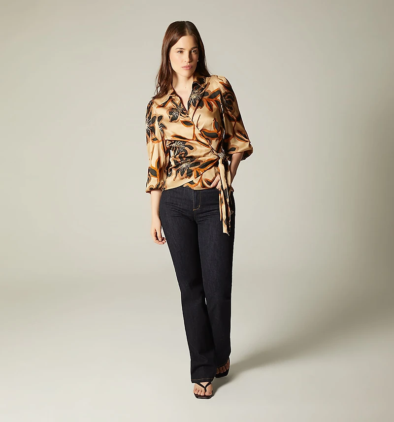 LONG SLEEVE WRAP BLOUSE