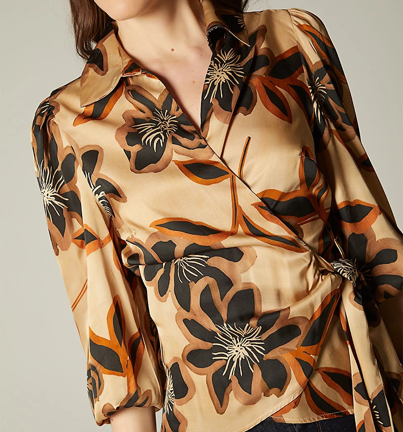 LONG SLEEVE WRAP BLOUSE