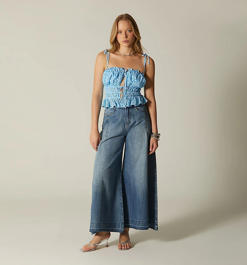 Empire Cut Strap Blouse with Bias Yellow