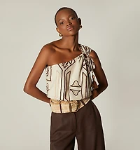 ONE SHOULDER PRINTED BLOUSE