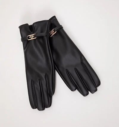 PU GLOVES WITH LOGO DETAIL