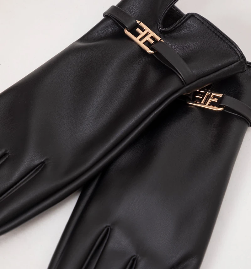 PU GLOVES WITH LOGO DETAIL