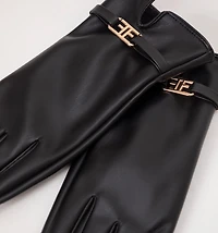 PU GLOVES WITH LOGO DETAIL