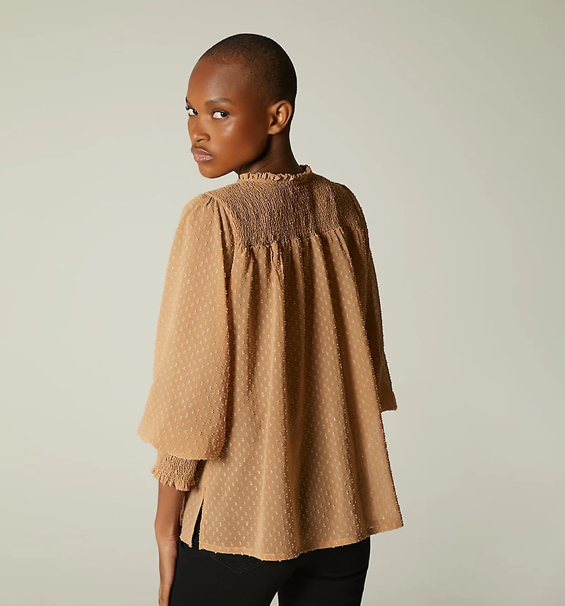 RUCHED BLOUSE THREE QUARTER SLEEVE
