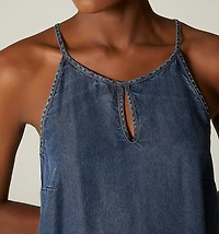 SHORT SLEEVELESS DRESS WITH EMBROIDERY ON FRONT