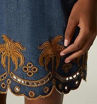 SHORT SLEEVELESS DRESS WITH EMBROIDERY ON FRONT
