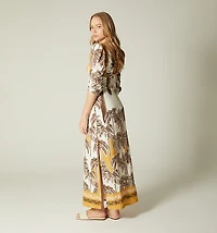 LONG DRESS SIDE SLIT THREE-QUARTER SLEEVE