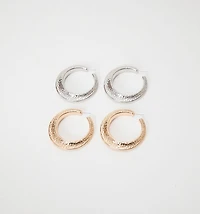 HAMMERED HOOP EARRINGS SETX2