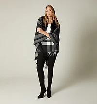 PONCHO WITH FUR COLLAR