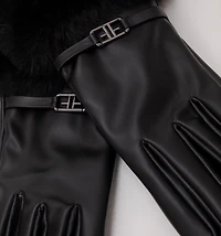 FUR GLOVE WITH LOGO DETAIL