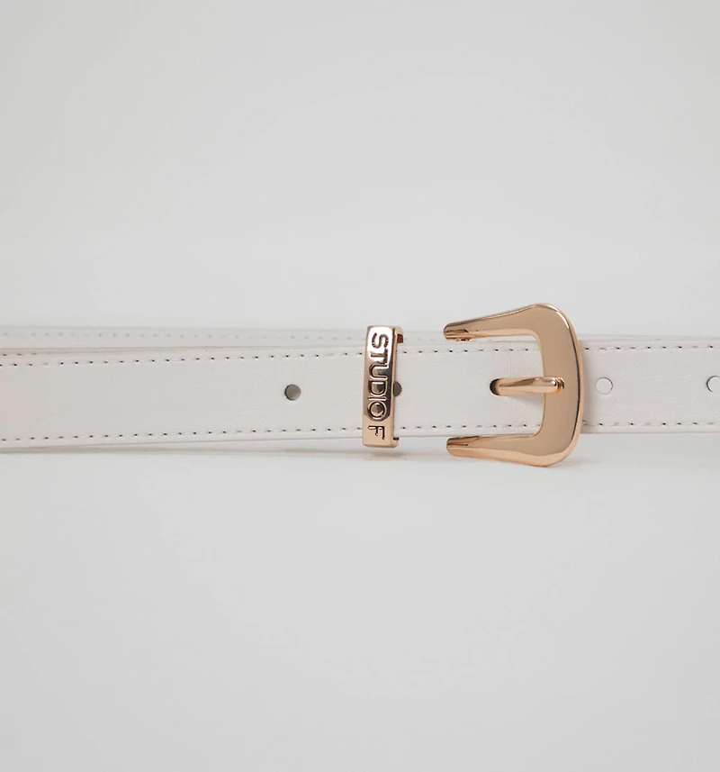 BELT WITH METAL BUCKLE AND TIP