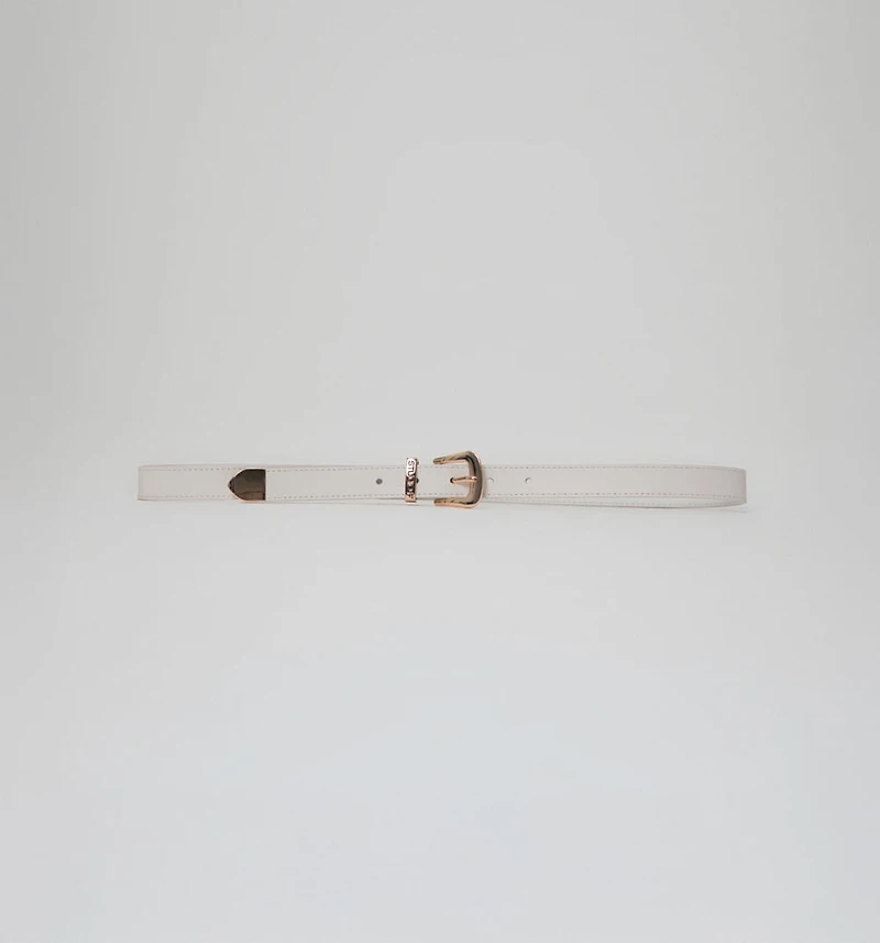 BELT WITH METAL BUCKLE AND TIP